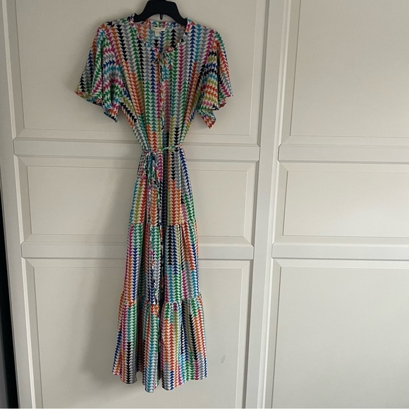 New! Loralette Plus Size Happy Tier Print Short Sleeve Maxi Dress 30506 - Picture 2 of 11